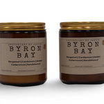 My Store strong hot-throw candles in amber glass jars with bergamot, cardamom, cedarwood, and sandalwood scents