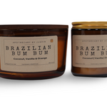 Vegan soy candle gift pack featuring Brazilian Bum Bum scent with coconut, vanilla, and orange notes
