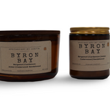 Vegan soy candle gift pack featuring Byron Bay scents of bergamot, cedarwood, and amber