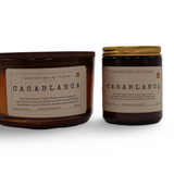 Vegan soy candle gift pack with two elegant amber jars featuring Casablanca scent