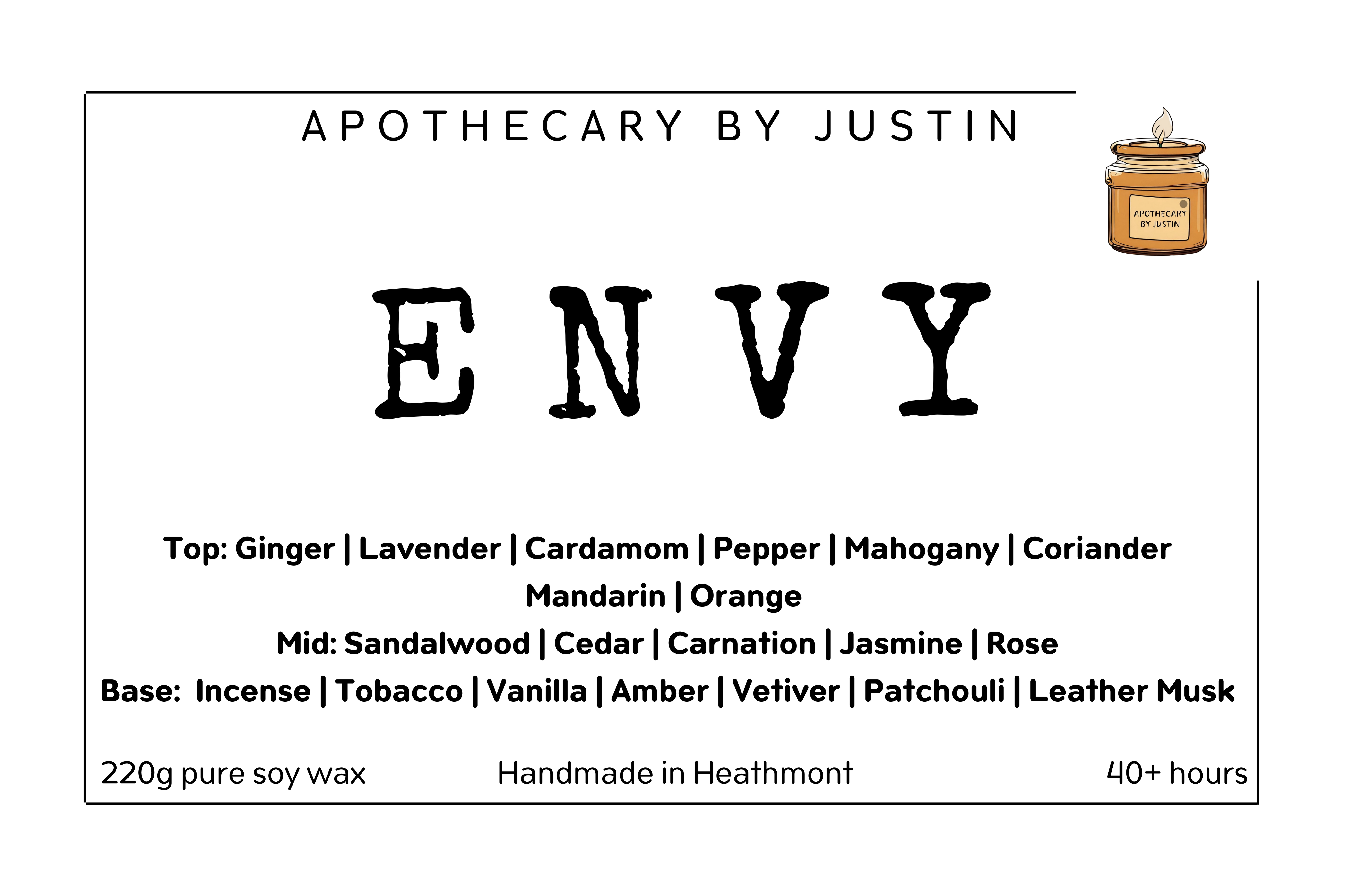 My Store vegan soy candles hand-poured in Envy scent with ginger, lavender, and sandalwood notes