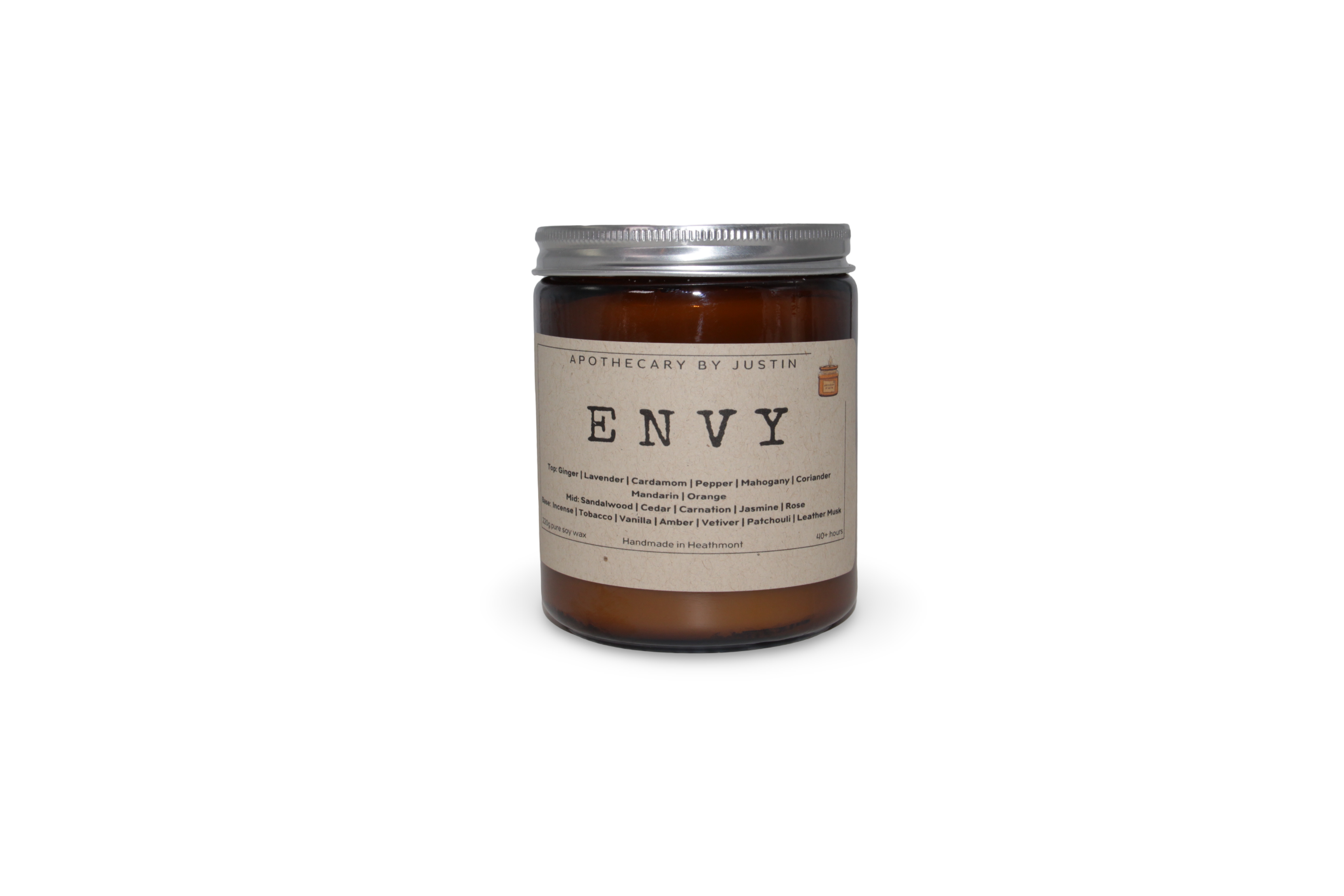 My Store vegan soy candles hand-poured in a stylish amber jar with Envy label
