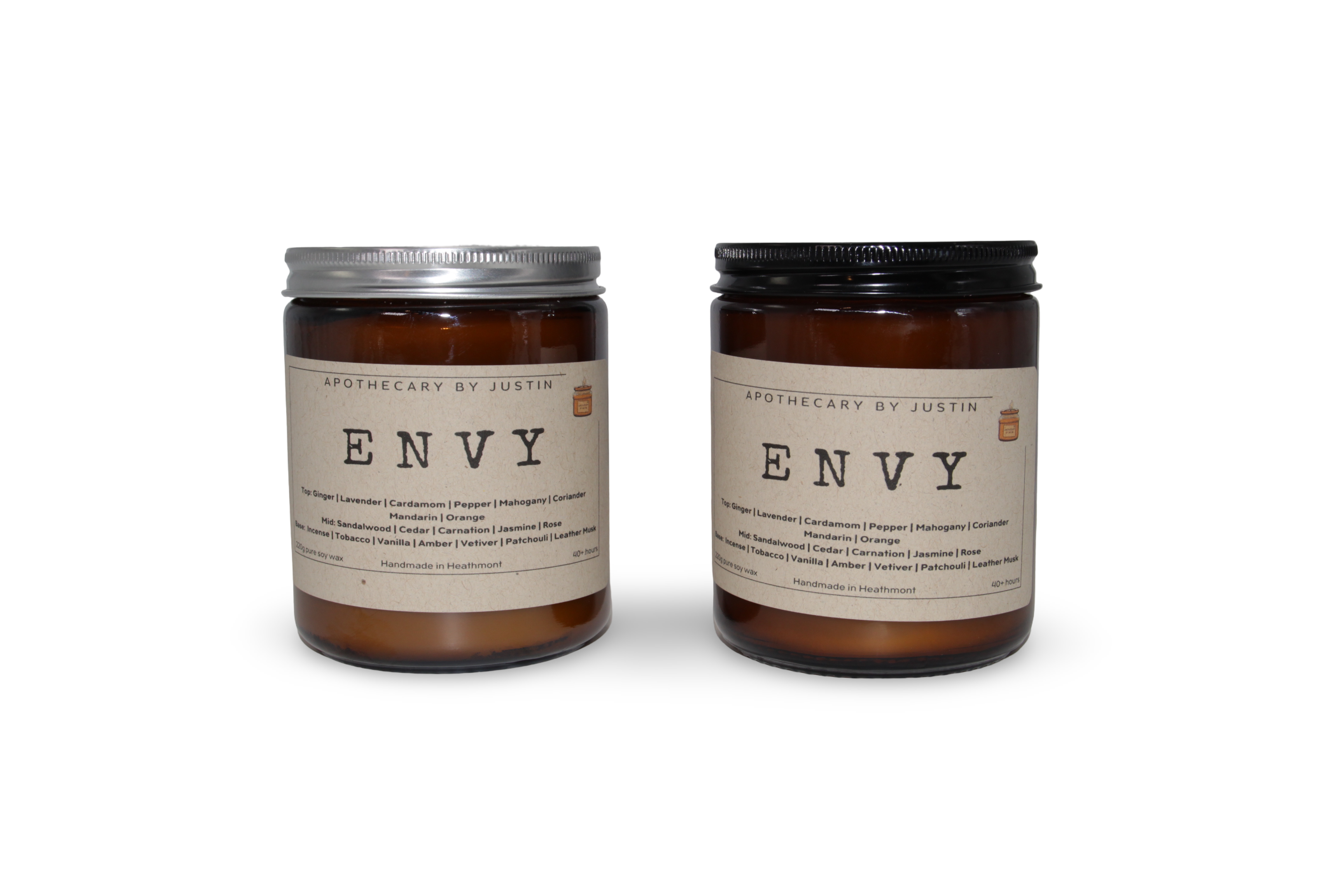 Vegan soy candles hand-poured in amber jars with eco-friendly packaging for a calming ambiance