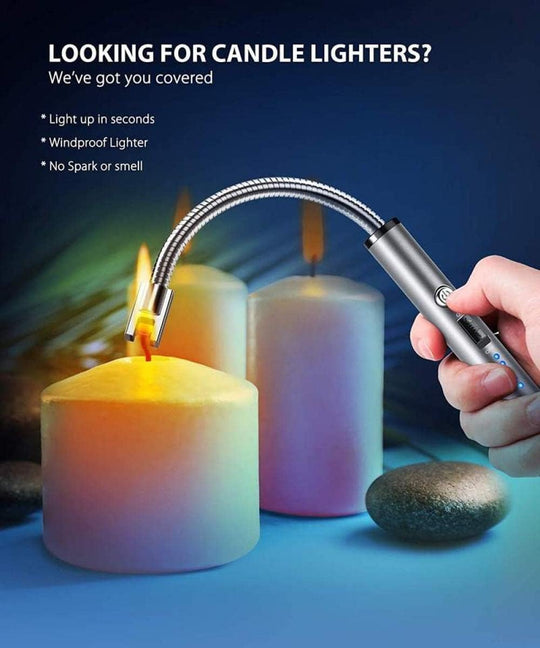 Flexible neck lighter for home use igniting scented candles with ease and safety