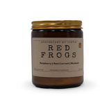 My Store vegan soy candle raspberry in a brown glass jar with a gold lid, featuring raspberry and rhubarb scents