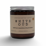 My Store strong hot-throw amber candle in a glass jar with a stylish label and lid