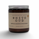My Store strong hot-throw amber candle in a glass jar with a stylish label and lid
