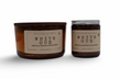 Strong hot-throw amber candle duo featuring White Oud scent with jasmine and saffron notes